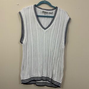 Vintage Wilson Knit Sweater Vest mens large white with blue stripes cl